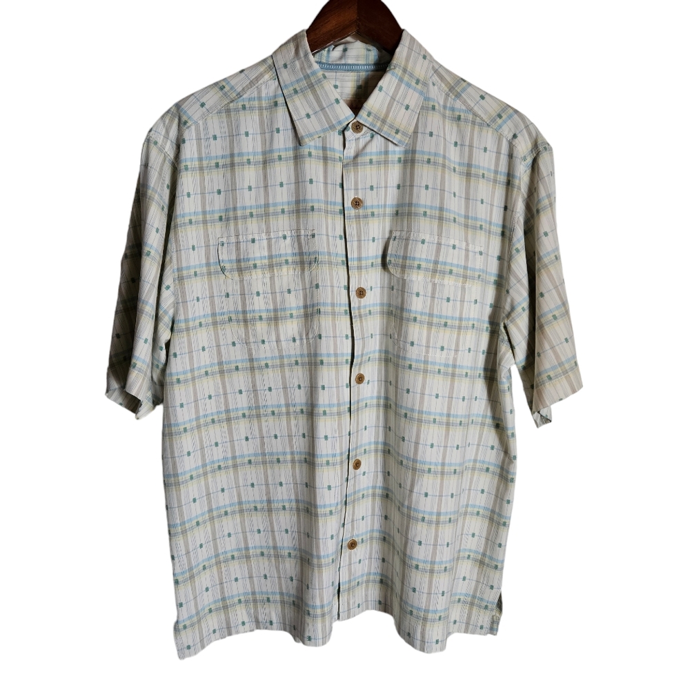 Tommy Bahama Silk Blend ? Geometric Print Shirt Mens Size XL ? Button Up *READ*